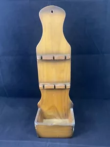 Organizer portacucchiai in legno MCM vintage fatto a mano in Vermont Manchester - Foto 1 di 10