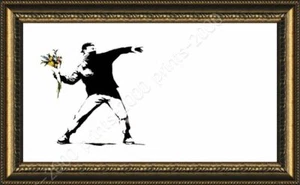 Flower Thrower by Banksy | Framed canvas | Wall art poster painting print HD - Picture 1 of 12