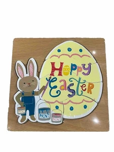 Easter Wood Puzzle 8 Pieces Holiday Bunny Easter Egg Kids Gift Toy Basket NEW - Picture 1 of 1