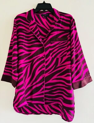 Ann Taylor Conjunto Pijama Mujer Estampado Animal Satinado, Rosa, M Foto 1 de 4