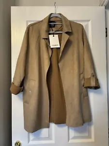 Pull & Bear Tan Faux Suede Coat Size Small - Picture 1 of 7