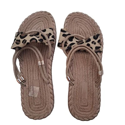 Alpargatas para mujer con estampado de leopardo y correa para el tobillo punta abierta talla 38 Foto 1 de 4