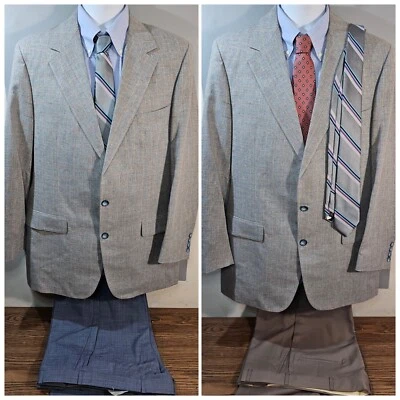 Vtg John Alexander Union Made USA Sportcoat 42L, 2x Trousers 36x31+ Shirt & ties - Image 1 of 4