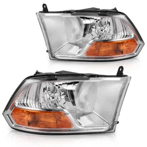 Chrome Headlights Assembly For 2009-2012 Dodge Ram 1500 2500 3500 Amber Headlamp - Picture 1 of 10