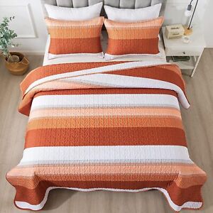 Andency Stripe Quilt Set Cal King(104x112 Inch), 3 Pieces (1 Striped Quilt and 2