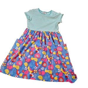 Hanna Anders Girls Dress SZ 12 (150) Teal Stripe Floral Flowy/Twirly Casual - Picture 1 of 10
