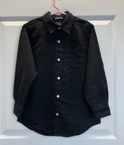 EUC Boys The Children’s Place Black Linen Button Up Dress Shirt, SMALL (5-6) - Picture 1 of 16