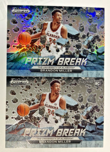 (2) 2023-24 PRIZM DRAFT PICKS BRANDON MILLER ROOKIE BREAK SILVER ALABAMA HORNETS