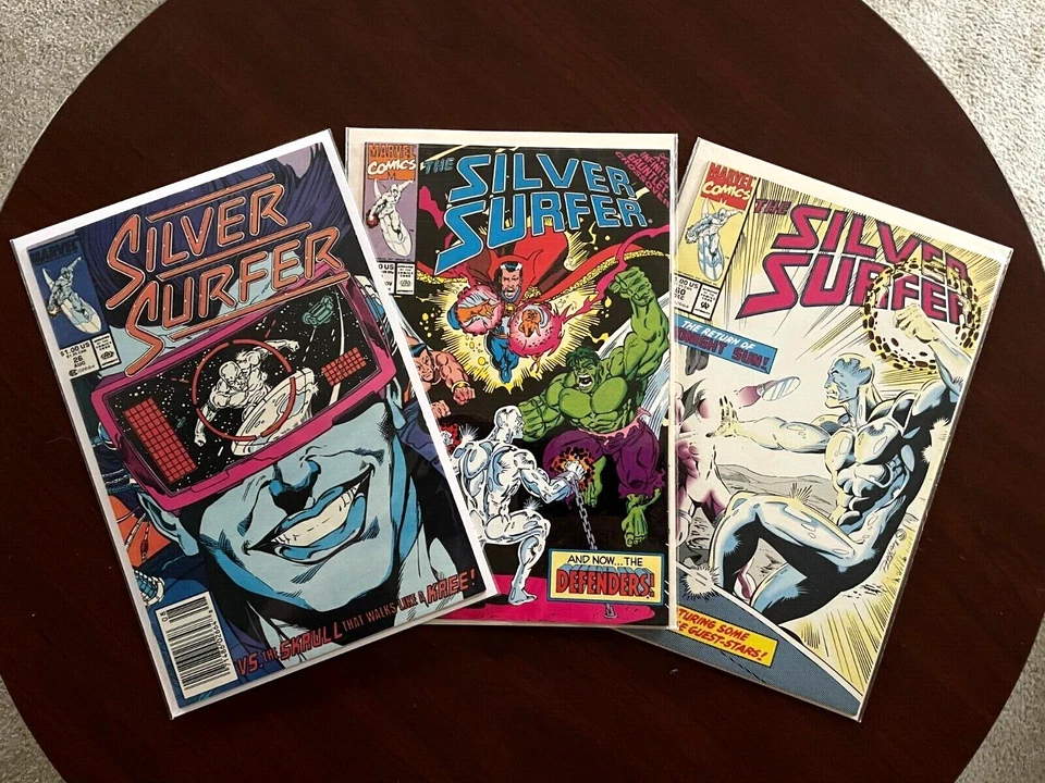 (lote de 3 cómics) Silver Surfer #26 #58 y #60 (Marvel 1989-91) Hulk Edad de Cobre Foto 1 de 4