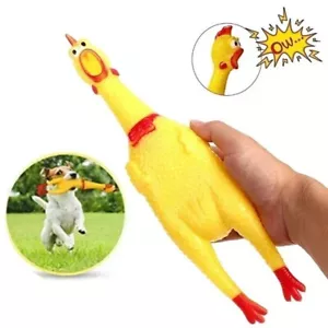 Squeaker Funny Screaming Shrilling Chicken Toy Squeeze Rubber Pet Dog Chew 17cm - Picture 1 of 13