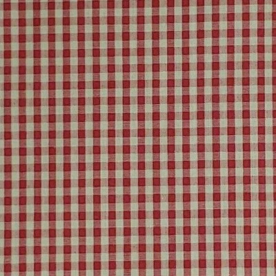 Red GINGHAM Fabric 65 Poly 35 Cotton Check Red Natural BY THE YARD - Image 1 of 2
