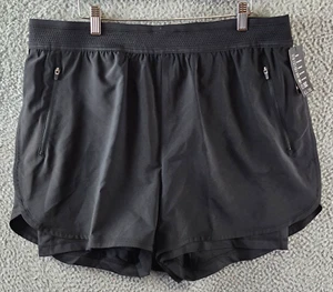 ID Ideology Plus Size 3-In-1 Running Shorts Women's 1X Black Elastic Waistband - Picture 1 of 15