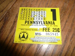 1976 Pennsylvania Inspection Sticker Pa Penna Motorcycle #1 Feb - Jul - Picture 1 of 2