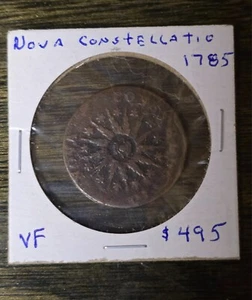 1785 Nova Constelatio United States Colonial Copper Coin, Pointed Rays VF - Picture 1 of 2