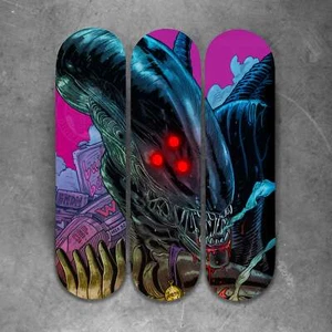 Aliens Xenomorph 3 x Skatedeck Artwork Romulus Movie Nostromo Ripley USCM Sci Fi - Picture 1 of 1