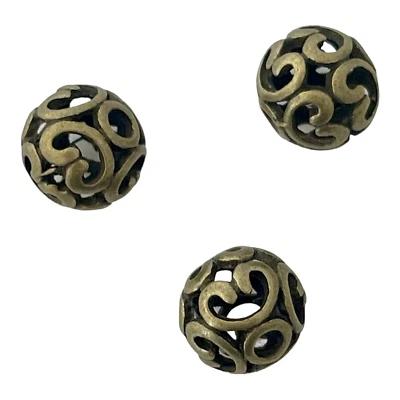 10 piezas Cuentas Bronce Antiguo 12x11mm Hueco Filigrana Pergamino Artesanal Fabricación de Joyería Foto 1 de 3
