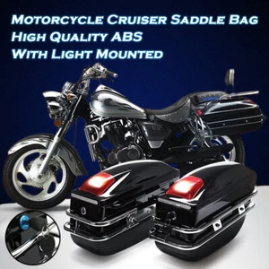 Bolsas de silla de motocicleta estuche rígido caja de equipaje con luz trasera para crucero - Imagen 1 de 8