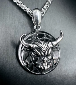 Stier Ochse Büffel Stern Zeichen 3D Anhänger Edelstahl Kette Schmuck Biker 251B - Bild 1 von 3