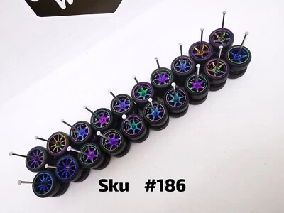 Juego de 10 ruedas Samed llanta Chamaleon 10 mm jdm llano negro neumático #186 Foto 1 de 4