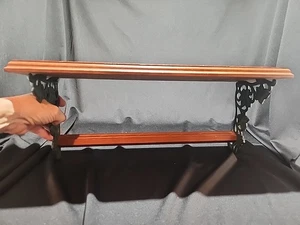 Home Interiors Vtge Wooden Shelf W/ Metal Ivy Sides 18"x5.25"x8" - Picture 1 of 8