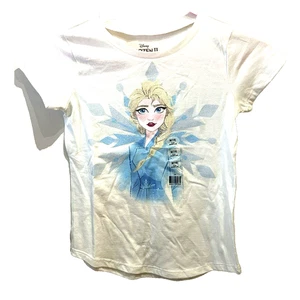 NUEVO CON ETIQUETAS Niña Disney Elsa Frozen Blanco y Azul Algodón Poli Camiseta Grande 10 12 - Imagen 1 de 4