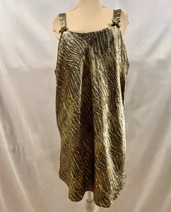 Animal Print Chemise Lingerie nightgown slip Sz XL Bows Tiger Print shimmer Tank - Picture 1 of 16