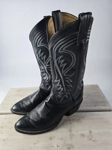 Tony Lama Botas Vaqueras Etiqueta Negra 8.5 D Negro 6238 Azul Blanco Costuras - Imagen 1 de 18