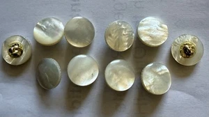 Beautiful Pack 10 x 15mm Mother of Pearl Cream Buttons With Gold Colour Shank - Picture 1 of 3