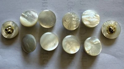 Beautiful Pack 10 x 15mm Mother of Pearl Cream Buttons With Gold Colour Shank - Image 1 of 3