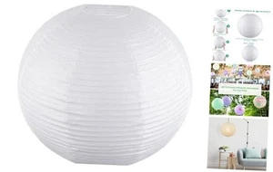 White Round Paper Lanterns-15.75" Large Hanging Paper Lamp Shade, - Picture 1 of 7