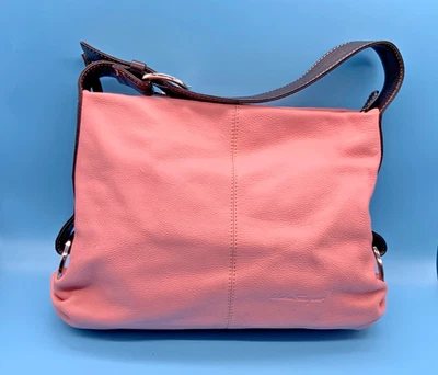 SALVATORE FERRAGAMO BAG PINK LEATHER WITH BROWN STRAP AND RINGS AF-21 38🎄 - Image 1 of 4