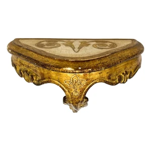 Soporte de estante de pared de madera dorada florentina italiana vintage - neoclásico tallado a mano - Imagen 1 de 15