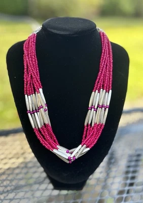 Premier Designs Berry Bright Fuchsia Multi Strand Necklace 16-19” Lot34 - Image 1 of 3