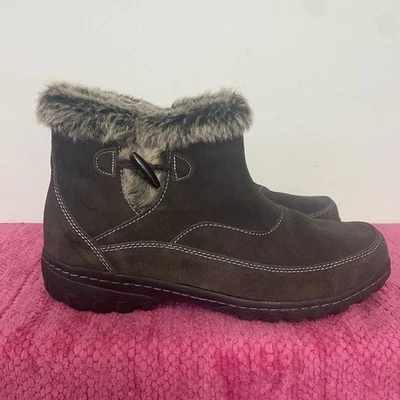 Botines de cuero Khombu Gracie ribete de piel sintética marrón talla 10 Foto 1 de 4