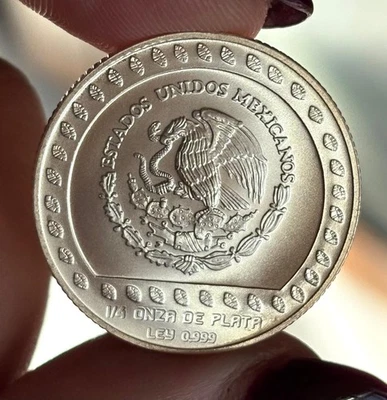 25 PESOS 1992 AGUILA 1/4 ONCIA OZ MESSICO ARGENTO SILVER PURO 999 FIOR DI CONIO - Immagine 1 di 4