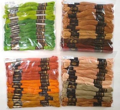70+ Anchor Susan Bates 8m Cotton Embroidery Floss Skein Lot Brown Green Orange - Image 1 of 4