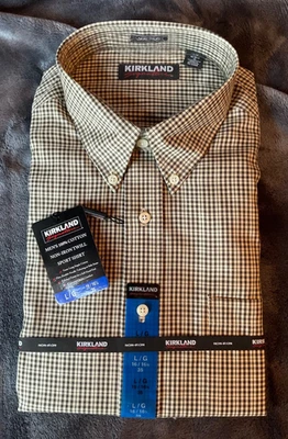 NWT- Kirkland Men's 100% Cotton Twill Sport Shirt Button down Non-Iron L/G - Image 1 of 2