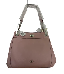 Coach Eddie Turnlock 36855 - Pink Pebbled Leather - New with Tag - Silver Hardwa - Picture 1 of 13