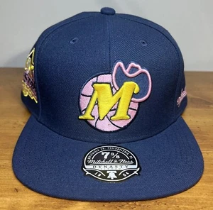 Mitchell & Ness Dallas Mavericks Retro HWC Blue Pink NBA Fitted Hat Size 7 3/8 - Picture 1 of 9