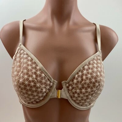 Sujetador Victoria's Secret Cierre Frontal Tirantes Sin Forro Beige Talla 32DD NUEVO CON ETIQUETAS Foto 1 de 4