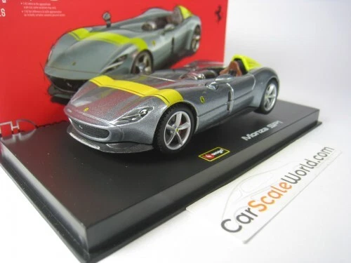 FERRARI MONZA SP1 1/43 BBURAGO SIGNATURE (SILVER/YELLOW) - Imagen 1 de 3