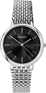 Reloj clásico Sekonda para hombre con esfera negra y correa de acero inoxidable 1619 - Imagen 1 de 3