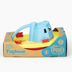 Green Toys Tugboat Blue Yellow Red 100% Recycled 6 Months + Scoops Pours Water - Picture 1 of 4