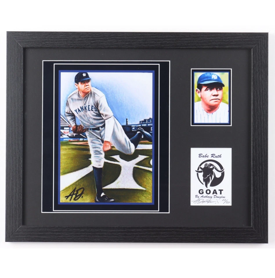 Babe Ruth Yankees GOAT Framed Art Print Limited 10/50 By Anthony Douglas - Image 1 of 4