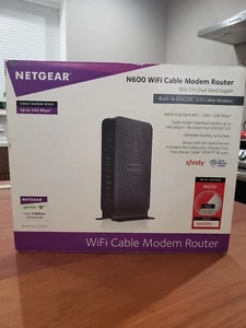 Netgear N600 Kabel WiFi Modem Router C3700 802.11 Dual Band Gigabit Zasilacz - Zdjęcie 1 z 12