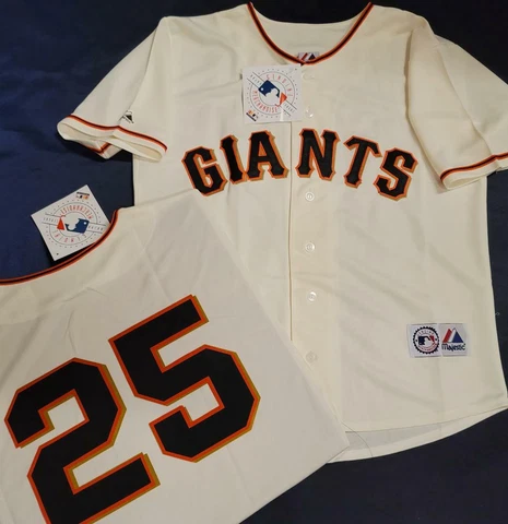 1913 Majestic San Francisco Giants BARRY BONDS Sewn Baseball JERSEY Creme New Cover