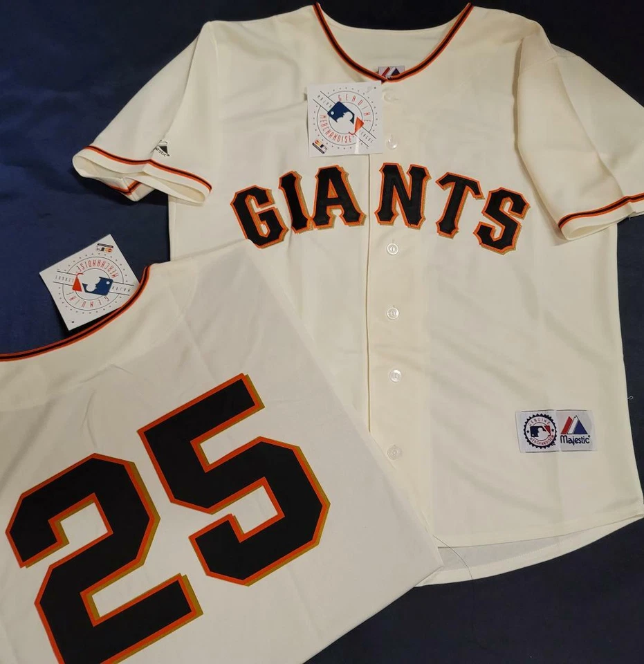 Camiseta de béisbol cosida crema 1913 Majestic San Francisco Giants Barry Bonds nueva Foto 1 de 1