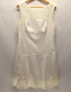 Ann Taylor Tennis Core Kleid Damen 4 weiß Ösen Plissee Midi Challengers - Bild 1 von 15
