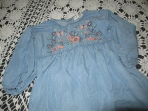 euc L.O.G.G blue chambray embroidered flower butterfly dress girls 3- 4 y - Picture 1 of 2