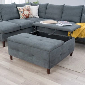 Square Coffee Table Ottoman,Lift Top Square Ottoman with Storage for Living Room - Picture 1 of 33